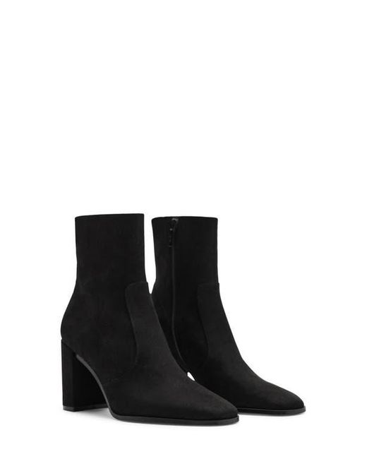 Mango Black Faux Suede Block Heel Bootie