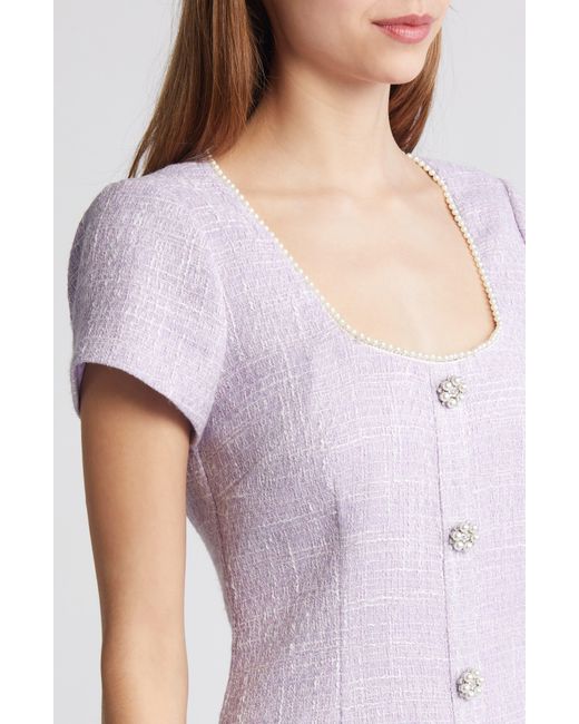 Likely Purple Cira Embellished Tweed Minidress