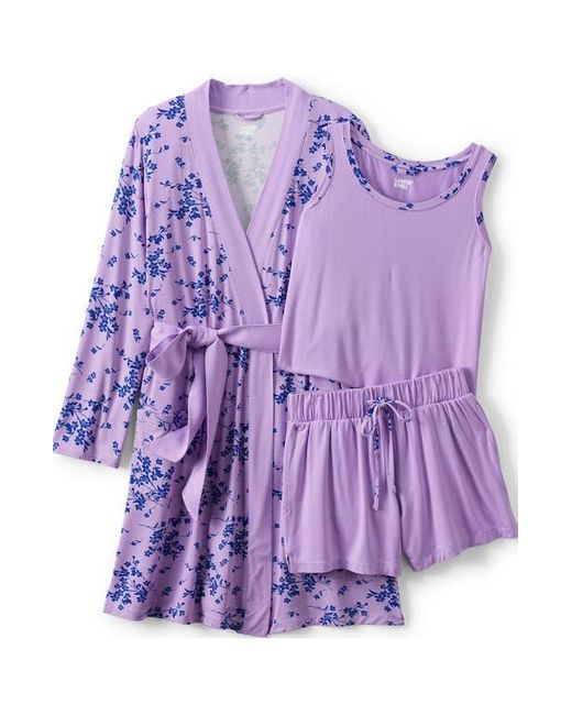 Lands' End Purple Cooling 3 Piece Pajama Set
