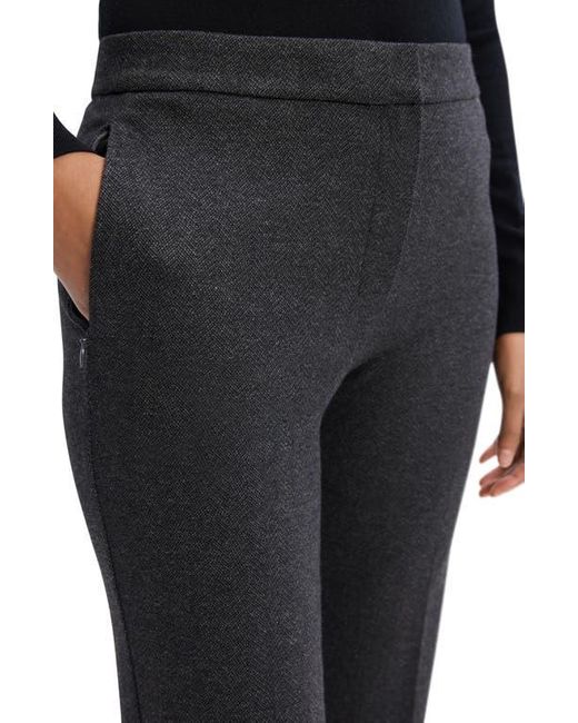 Theory Black Herringbone Kick Flare Ankle Pants