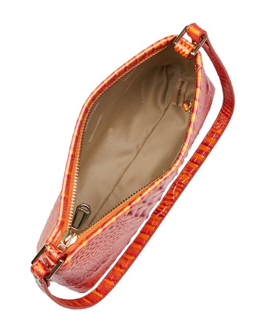 Brahmin Lorelei Croc Embossed Leather Shoulder Bag in Red