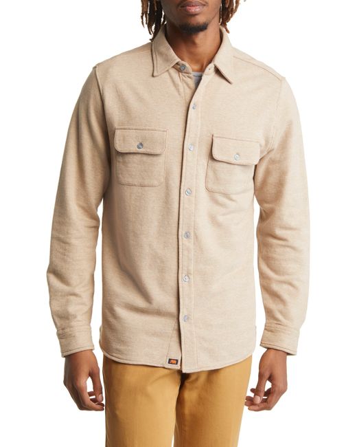 The Normal Brand Natural Textured Knit Long Sleeve Button-up Shirt for men