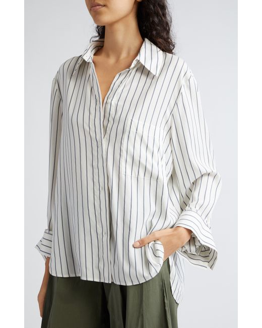 Twp White New Morning After Stripe Silk Button-up Shirt