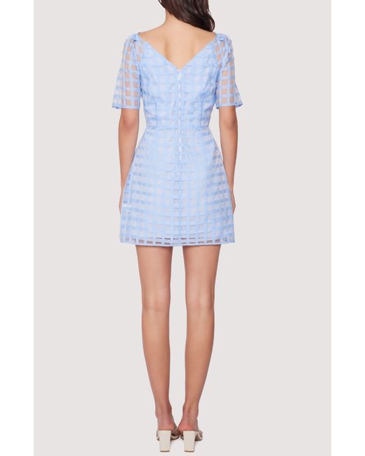 LOST AND WANDER Blue Lost + Wander High Tide Grid Overlay Minidress