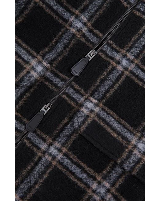 Reiss Black Varena Plaid Zip Shirt Jacket for men