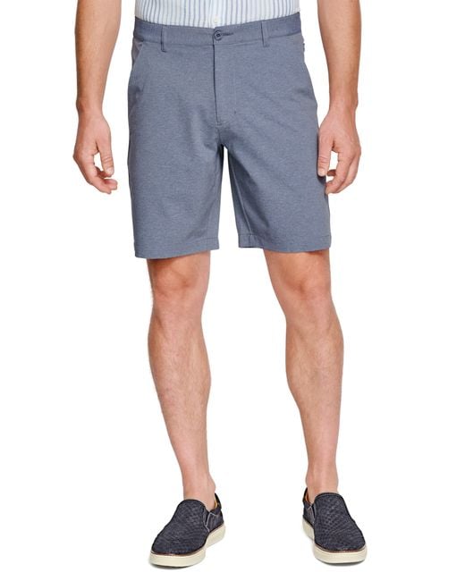 Johnston & Murphy Blue Xc4 Performance Flat Front Shorts for men