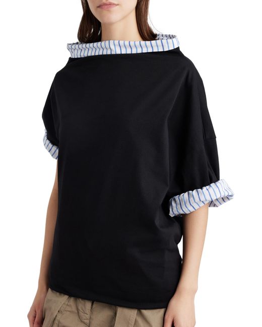 Dries Van Noten Black Layered Asymmetric Cotton Sweatshirt