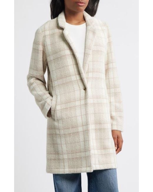Thread & Supply Natural Plaid Coat With Bib Hoodie