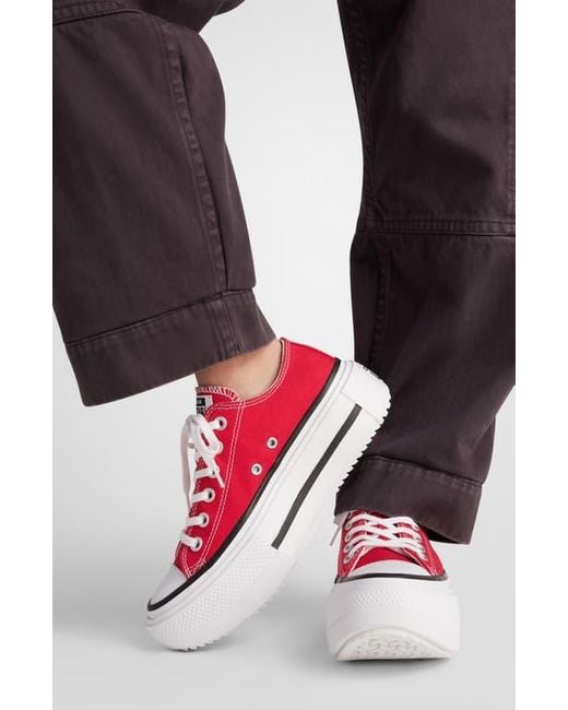 Converse Red Gender Inclusive Chuck Taylor All Star Lift Double Stack Low Top Platform Sneaker
