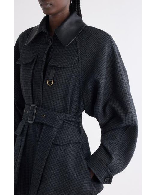 Chloé Black Houndstooth Wool Hunting Jacket