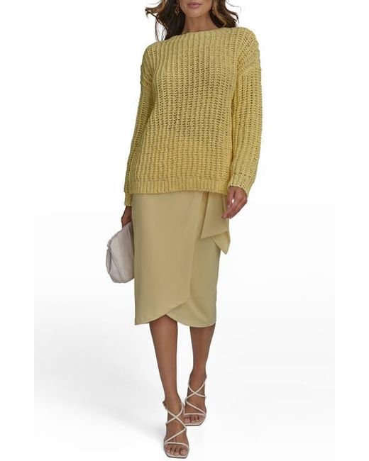 Donna Karan Green Open Stitch Sweater