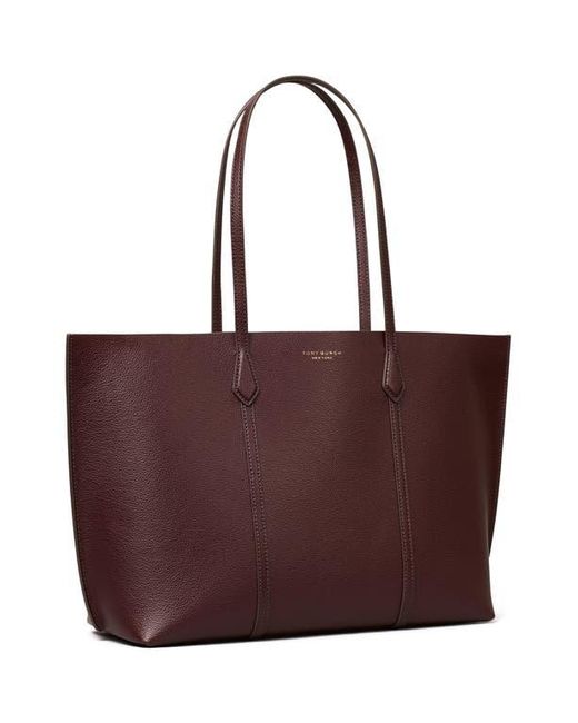 Tory Burch Purple Perry Triple Compartment Leather Tote