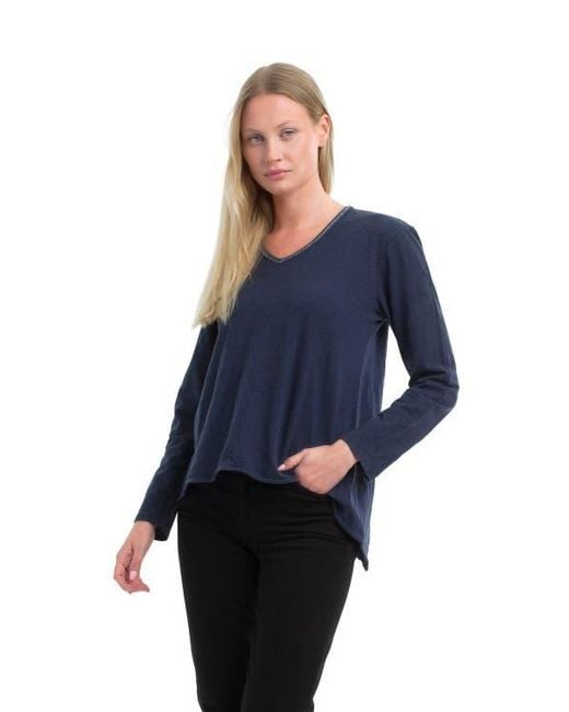 Wilt Blue Metallic Thread V-Neck