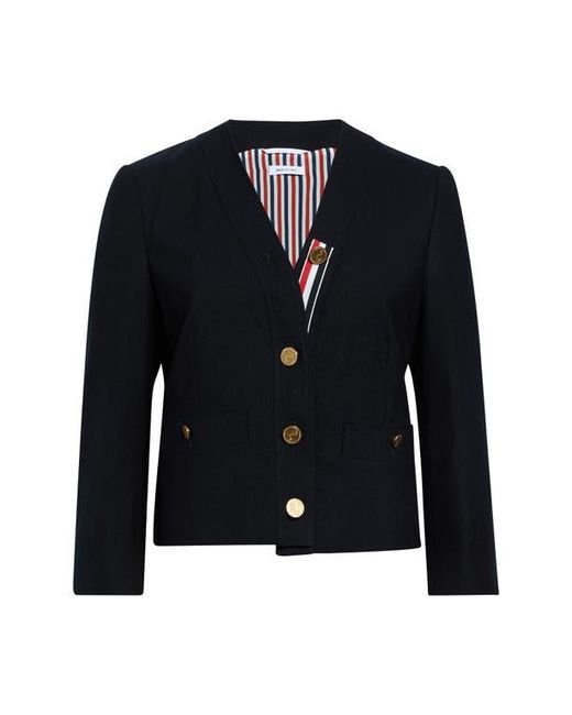 Thom Browne Blue Wool Cardigan Jacket