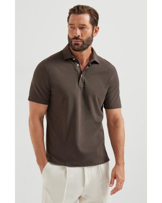 Brunello Cucinelli Brown Piqué Polo Shirt for men