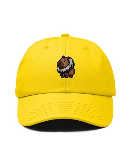 Alix Yellow Capybara Donut Embroidered Cap for men