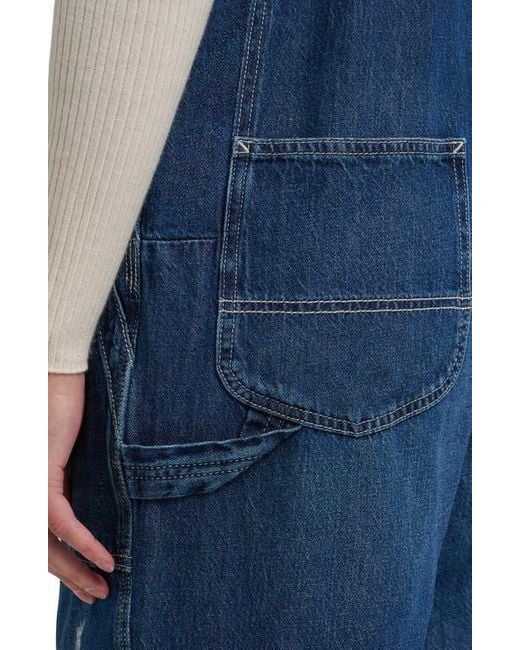 Lee Jeans Blue Distressed Relaxed Denim Overalls