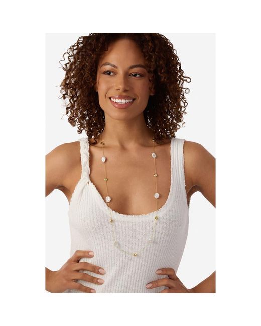 ATHRA LUXE White Freshwater Pearl Long Station Necklace