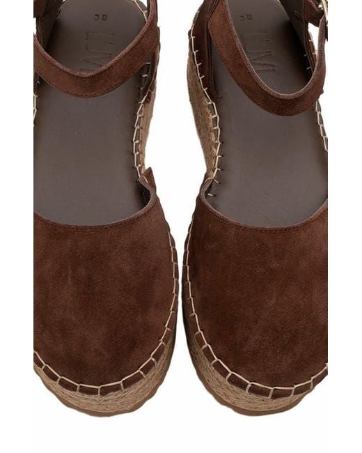 Forever & Always Shoes Brown Viba Leather Espadrille Platform Wedge Sandals