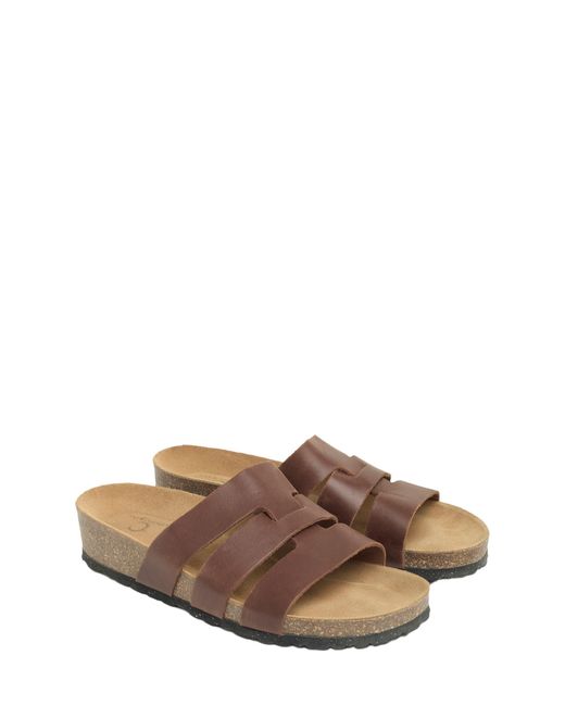 Celtic & Co. Brown Triple Strap Low Wedge Mule