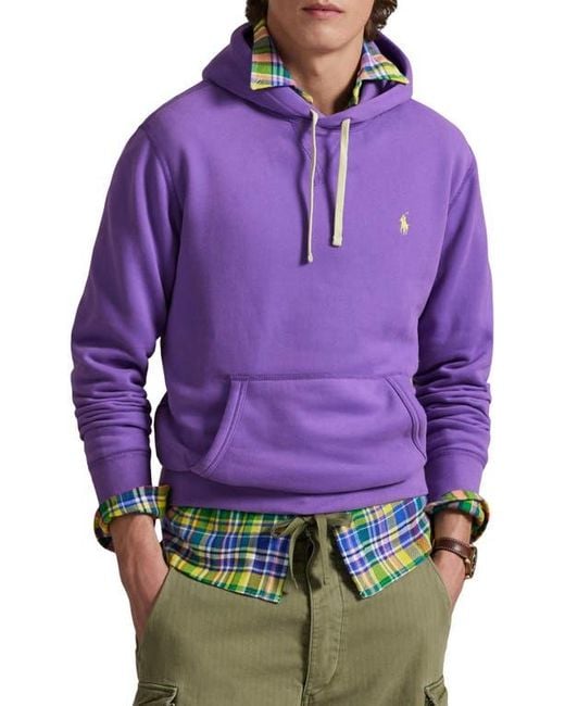 Polo Ralph Lauren Men's Purple Cotton Blend Fleece Hoodie
