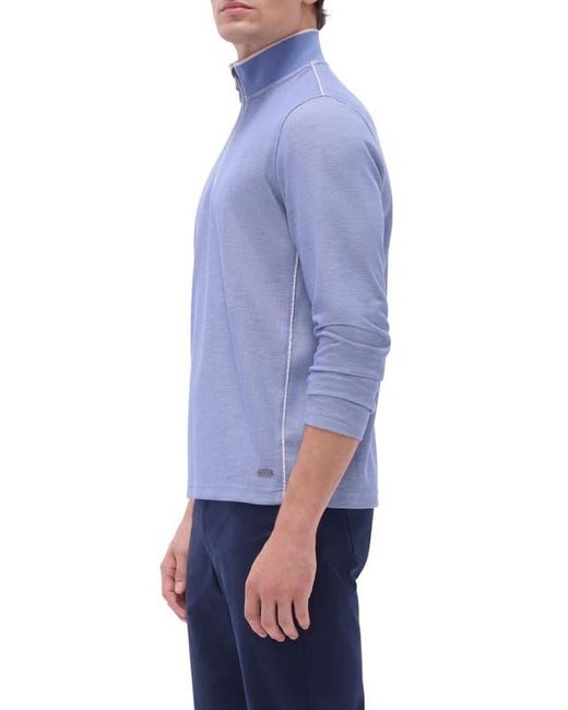 Bugatchi Blue Quarter Zip Performance Pullover for men