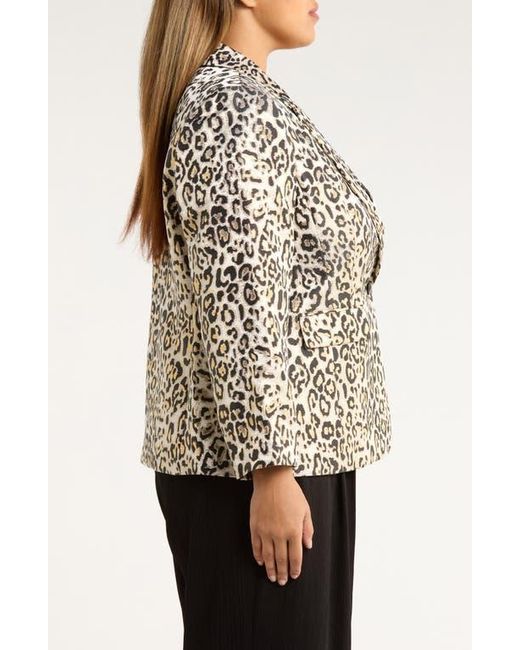 Tahari White Leopard Metallic Blazer
