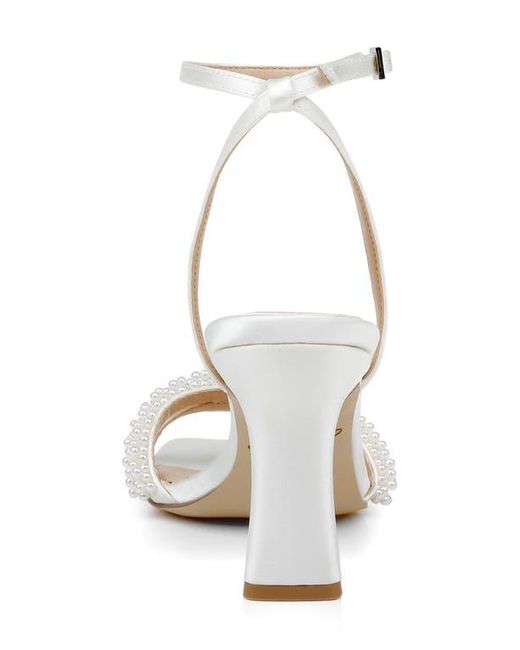 Badgley Mischka White Noah Embellished Ankle Strap Sandal