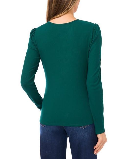 Cece Green Keyhole Rib Top