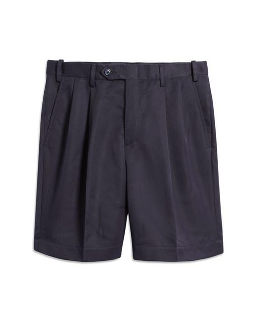 Berle Blue Microfiber Self Sizer Pleated Shorts for men