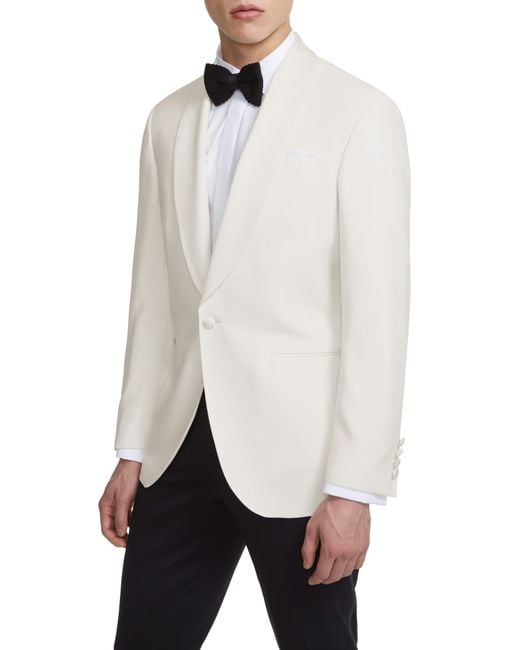 Jack Victor White Ethan Trim Fit Solid Wool Dinner Jacket for men