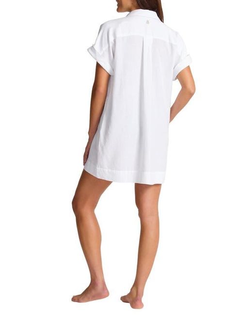 Tommy Bahama White Textured Cover-Up Shirtdress
