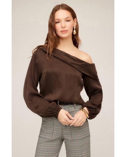 Fifteen Twenty Black Marisa One-Shoulder Satin Top