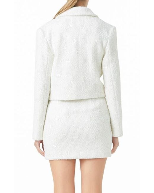 Endless Rose White Sequin Crop Blazer