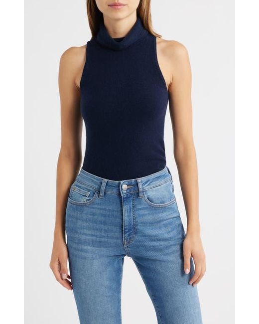 Reformation Blue Marcy Sleeveless Cashmere Turtleneck Sweater