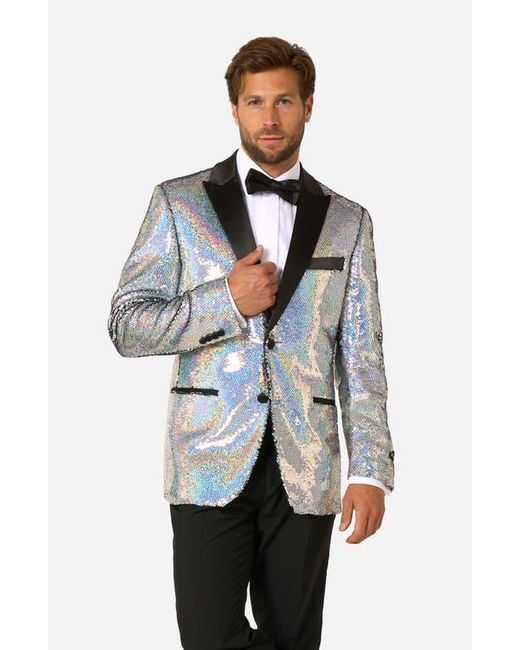 Opposuits Gray Holographic Sequins Dinner Jacket for men