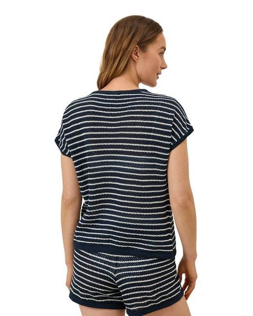 Pact Blue Beachside Linen Short Sleeve Top Made With Organic Cotton
