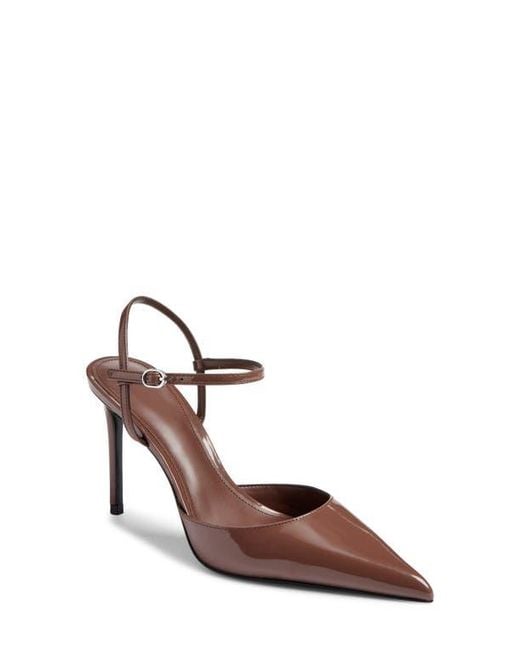 Mango Brown Glitty Ankle Strap Pump