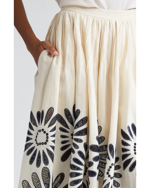 Ulla Johnson Multicolor Annisa Embroidered Linen Blend Maxi Skirt
