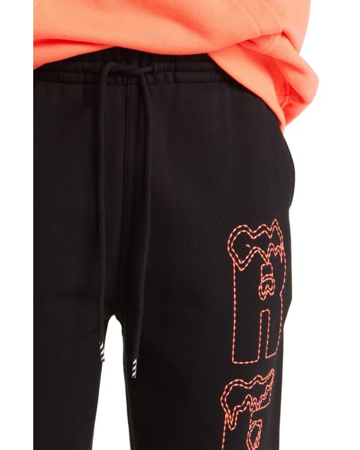 ICECREAM Black Snow Tops Embroidered joggers for men