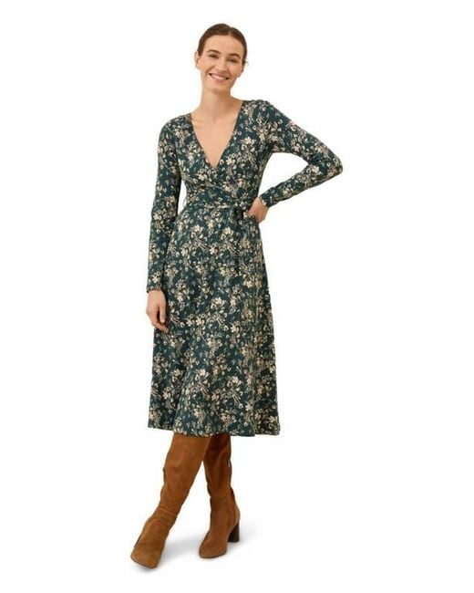 Pact Fit & Flare Wrap Dress Made With Organic Cotton in Green | Lyst