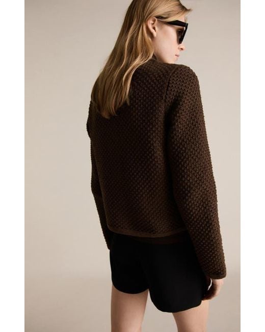 Mango Brown Textured Cardigan
