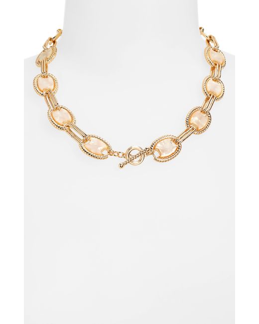 Nordstrom Metallic Imitation Shell Inlay toggle Necklace