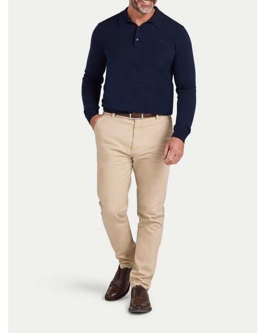 Raging Bull Blue Long Sleeve Knitted Polo Shirt for men