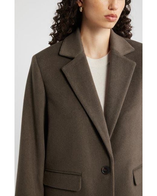 Nordstrom Black One-Button Wool Blend Coat