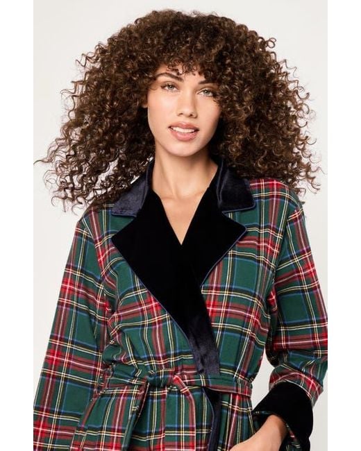Petite Plume Blue Kensington Tartan Cotton Twill Robe
