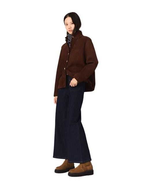 Maje Blue Wide Jeans With Patch Pockets