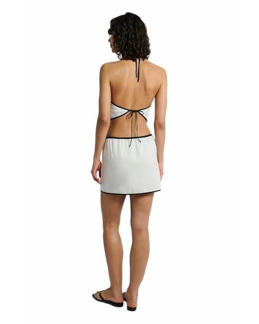 Onia White Air Linen Cropped Halter Top