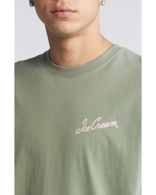 ICECREAM Green Kick Rocks Cotton Graphic T-shirt for men