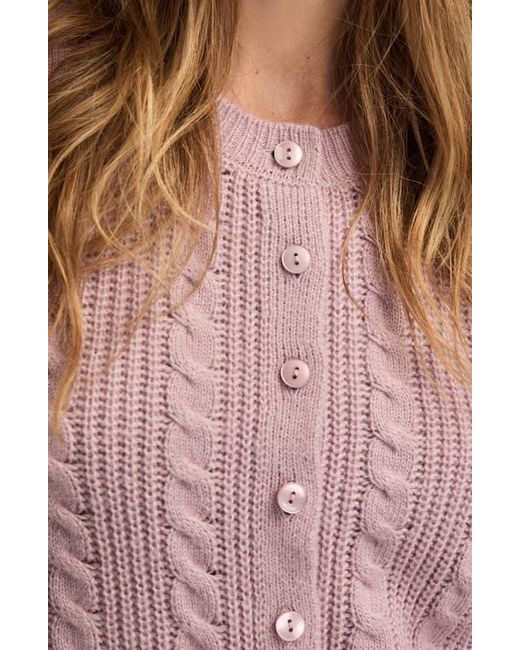 Lucky Brand Red Short Sleeve Cable Cardigan